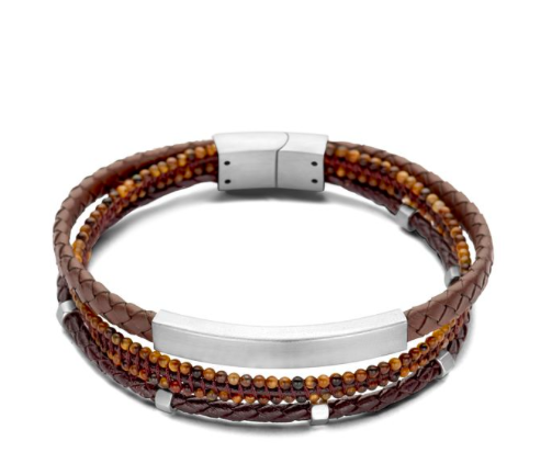 victoria bijoux - Bracelet - Loui
Bracelet homme cuir brun et mini pierres œil de tigre