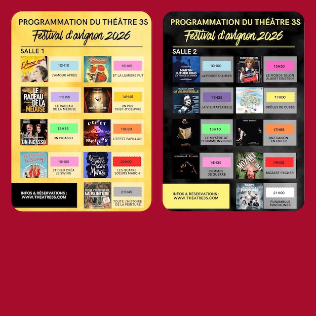 programmation des théâtres 3S avignon 2026